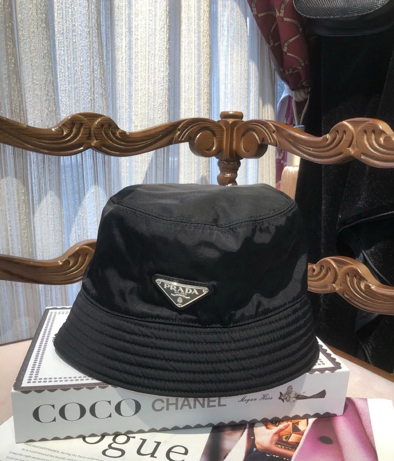 二手黑色三角标渔夫帽 S码